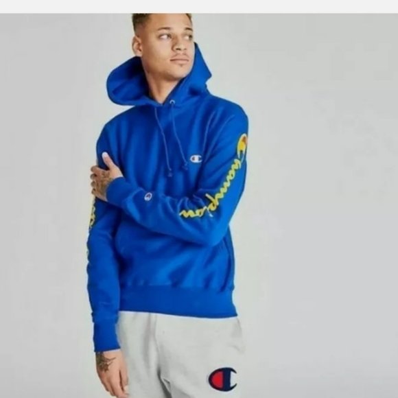 Men's Champion Reverse Weave Double Arm Script Hoo - Picture 3 of 8